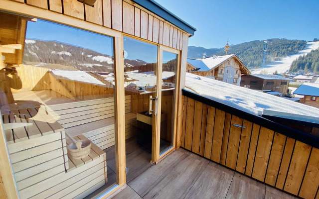 Sauna on the roof terrace of the Penthouse Suite