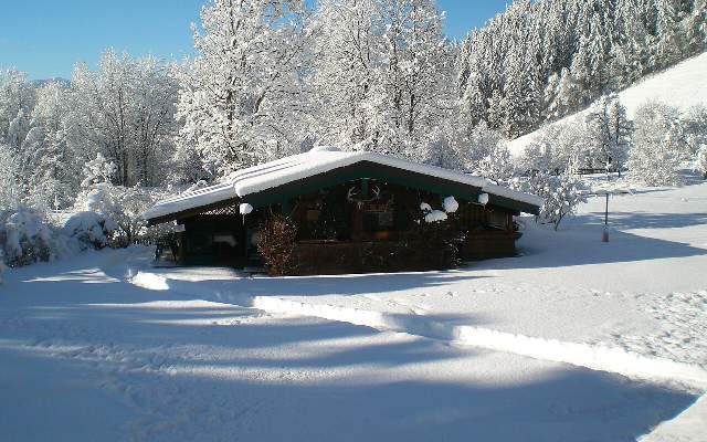 Garden hut in winter