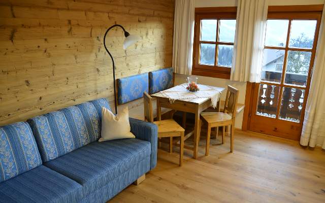 The holiday flats are cosy and furnished with lots of wood