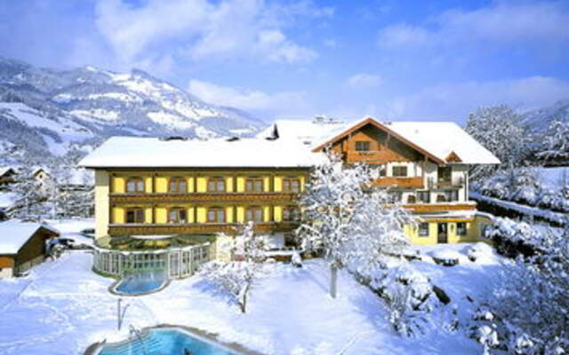 View of the whole complex Hotel Lerch in winter