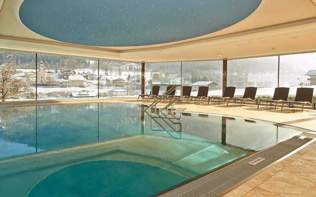 The Panorama indoor swimming pool offers a beautiful view of the surroundings